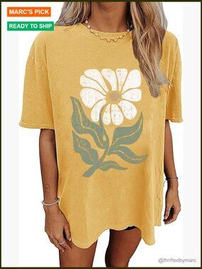 Oversized Floral Graphic Tee Nashville Music City Summer Casual Top